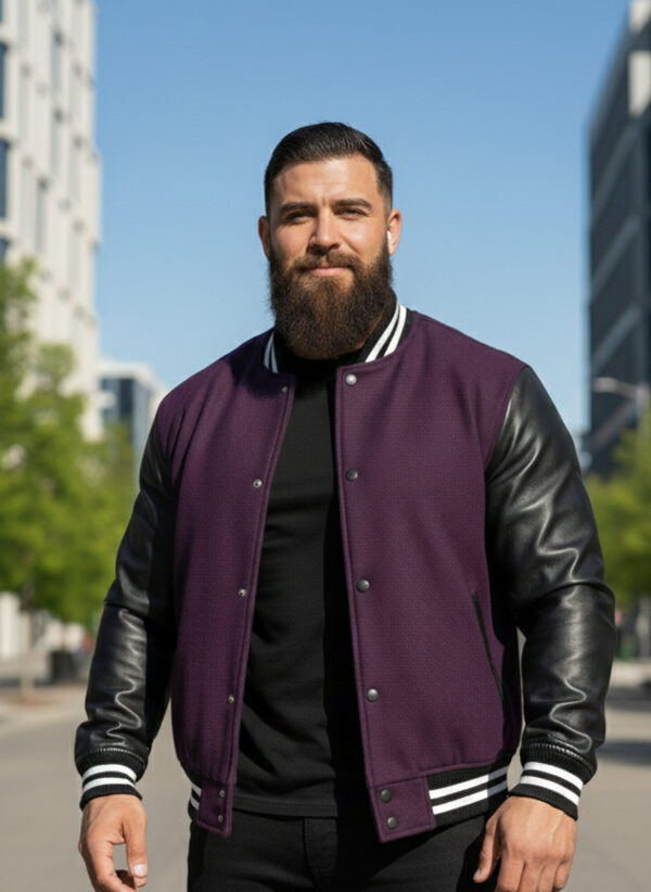 Purple and Black Letterman Jacket